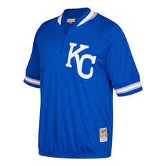 Kansas City Royals Mitchell & Ness Cooperstown Collection Mesh Batting Practice Quarter-Zip Jersey - Royal 2019