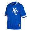 Image of Kansas City Royals Mitchell &amp; Ness Cooperstown Collection Mesh Batting Practice Quarter-Zip Jersey - Royal 2019