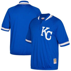 Kansas City Royals Mitchell &amp; Ness Cooperstown Collection Mesh Batting Practice Quarter-Zip Jersey - Royal 2019