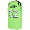 Image of Karl-Anthony Towns Minnesota Timberwolves Youth Swingman Jersey - Neon Green 2019