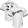 Image of Keon Broxton Milwaukee Brewers Majestic Home Cool Base Replica Player Jersey - White 2019