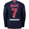 Image of Kylian Mbappe Paris Saint-Germain Replica Home Long Sleeve Jersey – Navy 2019