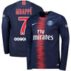 Image of Kylian Mbappe Paris Saint-Germain Replica Home Long Sleeve Jersey – Navy 2019