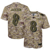 Image of Lamar Jackson Baltimore Ravens Youth Salute to Service Game Jersey - Camo 2019