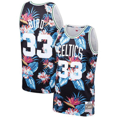 Larry Bird Boston Celtics Mitchell &amp; Ness Floral Fashion 1985-86 Hardwood Classics Swingman Jersey – Black 2019