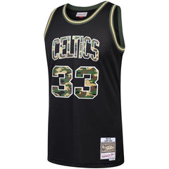 Larry Bird Boston Celtics Mitchell & Ness Straight Fire Camo Swingman Jersey – Black 2019