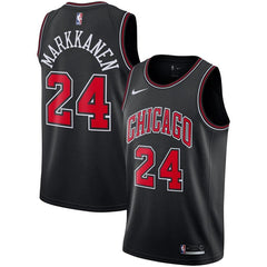 Lauri Markkanen Chicago Bulls Replica Swingman Jersey - Statement Edition – Black 2019