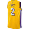 Image of Lonzo Ball Los Angeles Lakers Swingman Jersey Yellow - Icon Edition 2019