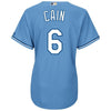 Image of Lorenzo Cain Kansas City Royals Majestic Women's Alternate Cool Base Player Jersey - Light Blue 2019