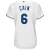 Image of Lorenzo Cain Kansas City Royals Majestic Women's Cool Base Player Jersey - White 2019