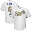 Image of Lorenzo Cain Kansas City Royals Majestic World Series Champions Gold Program Cool Base Player Jersey - White 2019