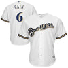 Image of Lorenzo Cain Milwaukee Brewers Majestic Official Cool Base Player Jersey – White 2019