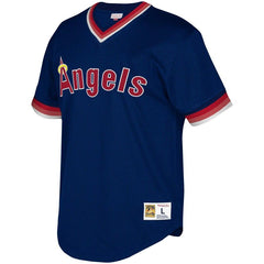 Los Angeles Angels Mitchell & Ness Youth Cooperstown Collection Mesh Wordmark V-Neck Jersey – Navy 2019