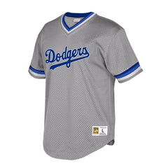 Los Angeles Dodgers Mitchell & Ness Cooperstown Collection Mesh Wordmark V-Neck Jersey – Gray 2019