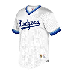 Los Angeles Dodgers Mitchell & Ness Cooperstown Collection Mesh Wordmark V-Neck Jersey – White 2019