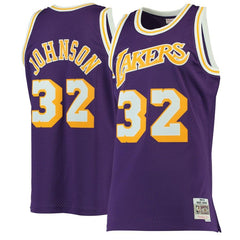 Magic Johnson Los Angeles Lakers Mitchell &amp; Ness 1984-85 Hardwood Classics Swingman Jersey - Purple 2019