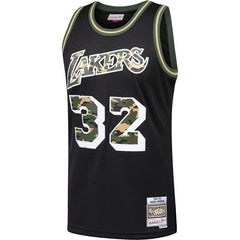 Magic Johnson Los Angeles Lakers Mitchell & Ness Straight Fire Camo Swingman Jersey – Black 2019