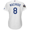 Image of Manny Machado Los Angeles Dodgers Majestic Women's World Series Cool Base Player Jersey – White 2019