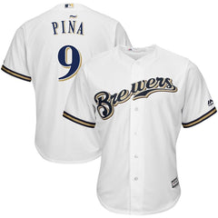 Manny Pina Milwaukee Brewers Majestic Home Cool Base Player Jersey – White 2019