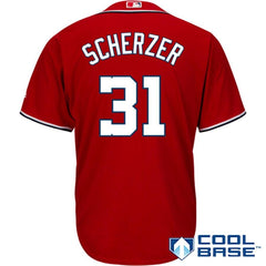 Max Scherzer Washington Nationals Majestic Cool Base Player Jersey - Scarlet 2019