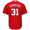 Image of Max Scherzer Washington Nationals Majestic Cool Base Player Jersey - Scarlet 2019