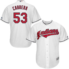 Melky Cabrera Cleveland Indians Majestic Home Official Cool Base Player Jersey - White 2019