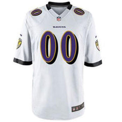 Men's Baltimore Ravens Customized White Game Jersey 2019