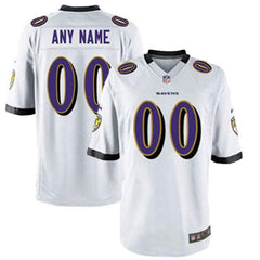 Men's Baltimore Ravens Customized White Game Jersey 2019