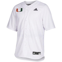 Miami Hurricanes  Full Button Baseball Jersey - White 2019