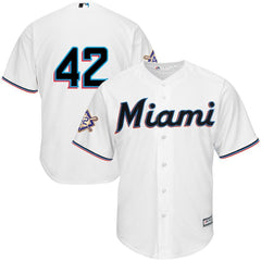 Miami Marlins Majestic 2019 Jackie Robinson Day Official Cool Base Jersey – White 2019