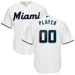 Miami Marlins Majestic Home 2019 Cool Base Custom Jersey – White 2019