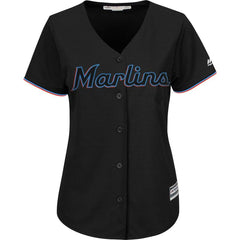 Miami Marlins Majestic Women's Alternate Team Cool Base Jersey - Black 2019