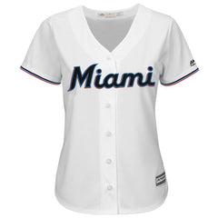 Miami Marlins Majestic Women's Home 2019 Cool Base Custom Jersey – White 2019