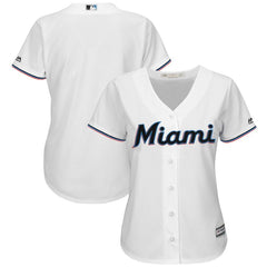 Miami Marlins Majestic Women's Home 2019 Official Cool Base Team Jersey – White 2019