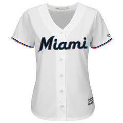 Miami Marlins Majestic Women's Home 2019 Official Cool Base Team Jersey – White 2019