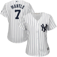 Mickey Mantle New York Yankees Majestic Women's Cool Base Player Jersey - White 2019