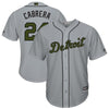 Image of Miguel Cabrera Detroit Tigers Majestic Memorial Day Cool Base Player Jersey - Gray 2019