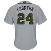 Image of Miguel Cabrera Detroit Tigers Majestic Memorial Day Cool Base Player Jersey - Gray 2019