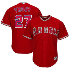 Mike Trout Los Angeles Angels Majestic Cool Base Player Jersey - Scarlet 2019