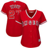 Image of Mike Trout Los Angeles Angels Majestic Women's Cool Base Player Jersey - Scarlet 2019