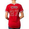 Image of Mike Trout Los Angeles Angels Majestic Women's Cool Base Player Jersey - Scarlet 2019
