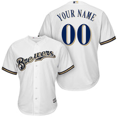 Milwaukee Brewers Majestic Cool Base Custom Jersey - White 2019