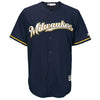 Image of Milwaukee Brewers Majestic Official Cool Base Jersey - Navy - 2019