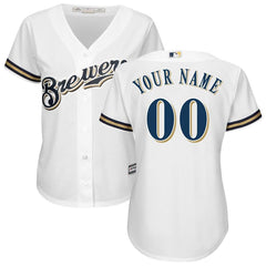 Milwaukee Brewers Majestic Women's Home Cool Base Custom Jersey - White 2019