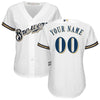 Image of Milwaukee Brewers Majestic Women's Home Cool Base Custom Jersey - White 2019