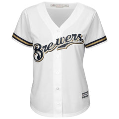 Milwaukee Brewers Majestic Women's Home Cool Base Custom Jersey - White 2019