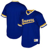 Image of Milwaukee Brewers Mitchell &amp; Ness Cooperstown Collection Mesh Wordmark V-Neck Jersey – Royal 2019