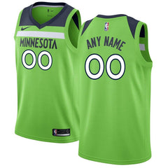 Minnesota Timberwolves Custom Swingman Jersey Neon Green - Statement Edition 2019