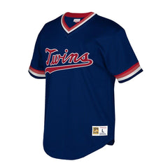 Minnesota Twins Mitchell & Ness Cooperstown Collection Mesh Wordmark V-Neck Jersey – Navy 2019