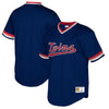 Image of Minnesota Twins Mitchell &amp; Ness Cooperstown Collection Mesh Wordmark V-Neck Jersey – Navy 2019